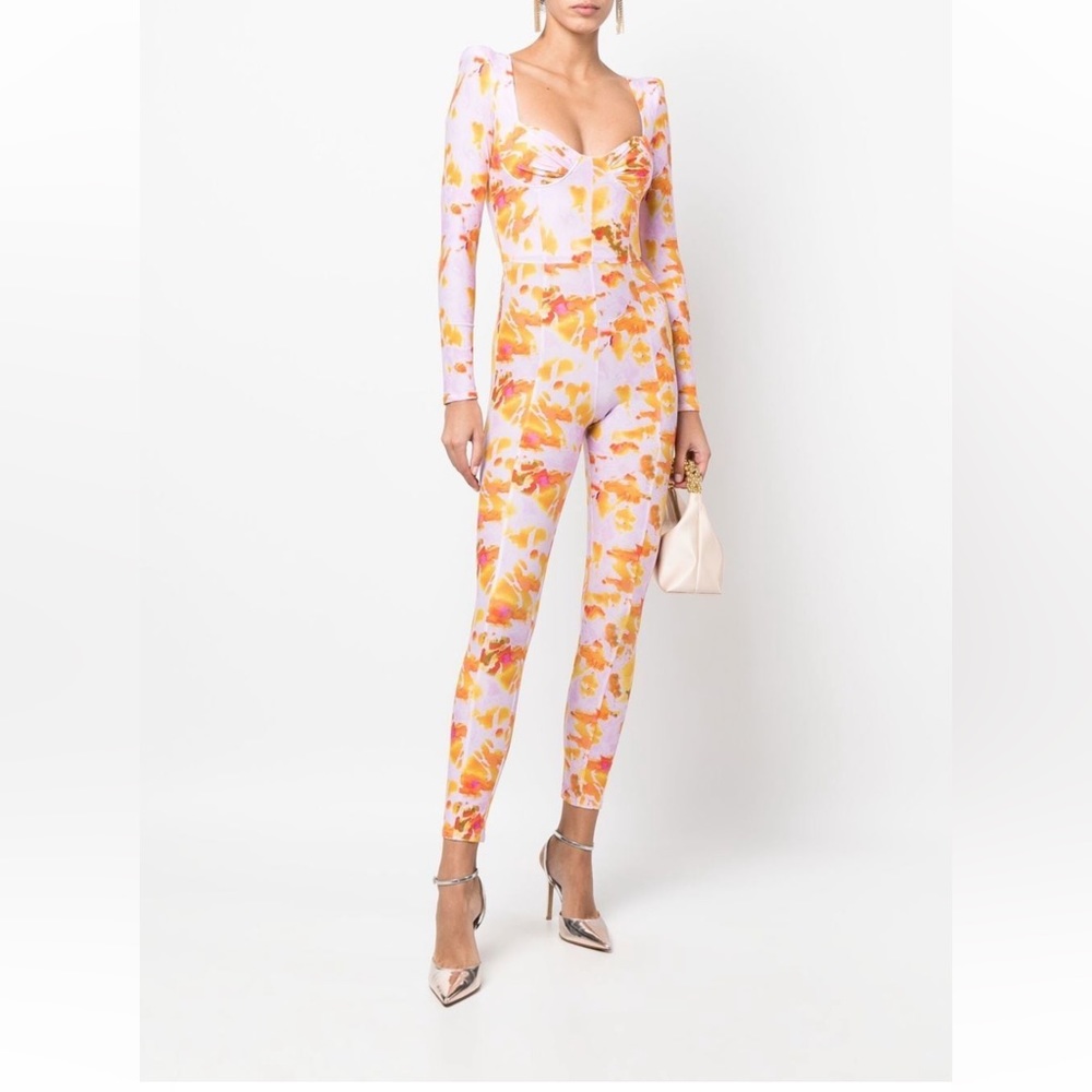 Alex Perry Lanson Tie-Dye Print Slim Fit Jumpsuit Size AUS 6 / US 2